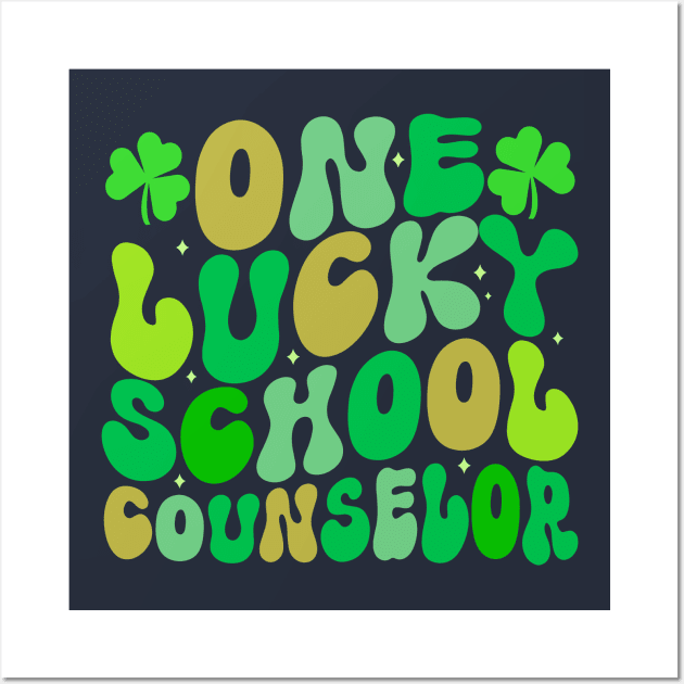 One Lucky School Counselor St patricks day Groovy Wall Art by TheDesignDepot